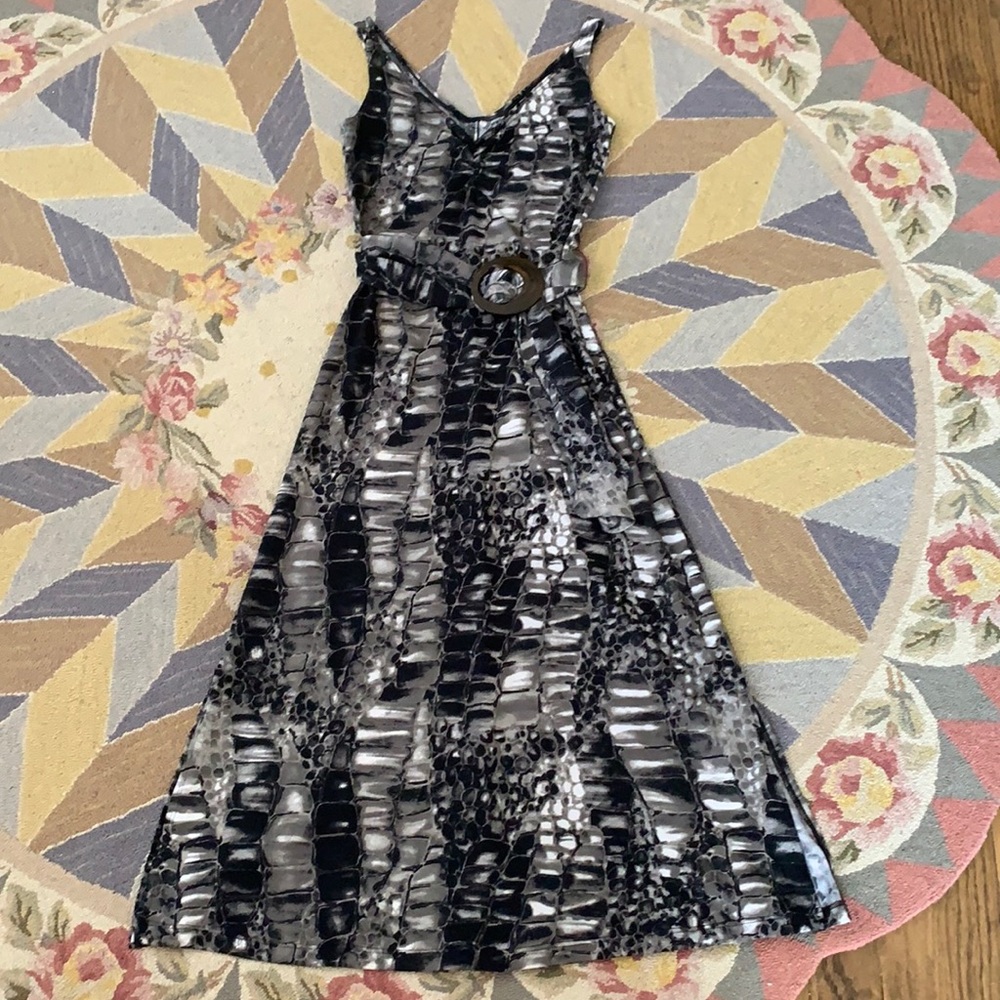 🐍 VINTAGE BETSEY JOHNSON SNAKE BELT BODYCON MIDI P XS S PUNK GRUNGE Y2K 90s
